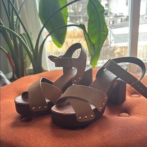 Women’s Brown Platform Sandal with Block Heel